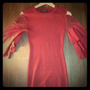 Jealous Tomato Burgundy Sheer and Frill Dress